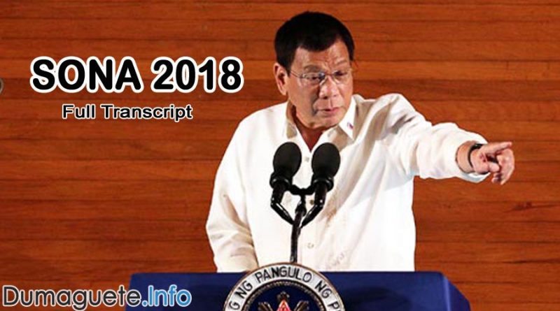 Full Transcript SONA 2018 - Duterte