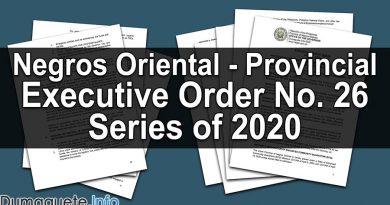 Negros Oriental Executive Order No. 26 Series of 2020