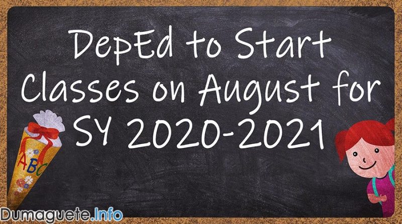 DepEd to Start Classes on August for SY 2020-2021