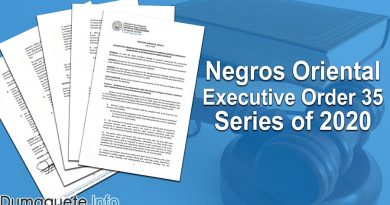 Negros Oriental Provincial Government issues Executive Order 35 Series of 2020
